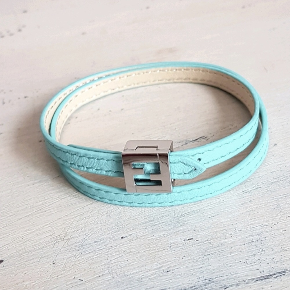 FENDI logo leather wrap bracelet